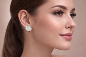 Sparkling Oval Stud Earrings