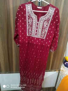 Elegant Maroon Embroidered Kurti