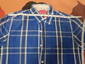 Men's Blue Plaid Short Sleeve Shirt