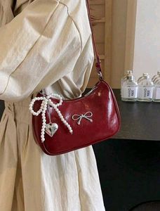 Chic Burgundy Crossbody cherry red bow bag