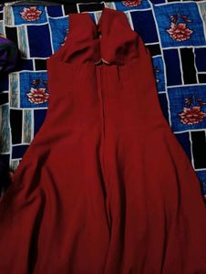 Elegant maroon  Halter Neck Dress