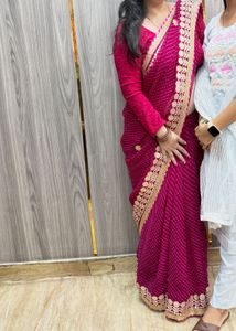 Elegant Pink gota pati saree with stitch blouse