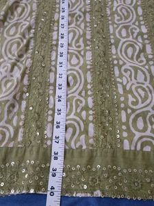 Green embroidered  Kurta with White Pants