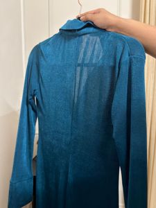Teal Blue Maxi Shirt Dress