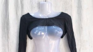 Victoria's Secret Black Cropped Long Sleeve Top