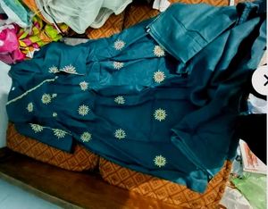New  Elegant teal kurta set with dupatta