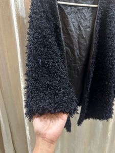 Black Faux Fur Open Front Jacket / Shrug – Korean
