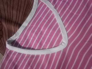 Pink Striped V-Neck T-Shirt