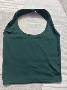Stylish Green Halter Neck Crop Top