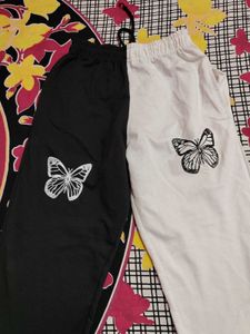 Black &amp; White Butterfly Pants