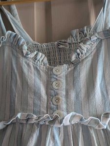 Striped Midi Dress with Tie Straps