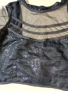 Grey Saree Sequence Blouse