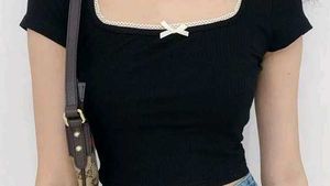 Cute Black Cropped Top with Bow