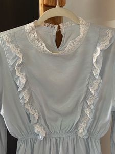 Light Blue Ruffled Lace Top