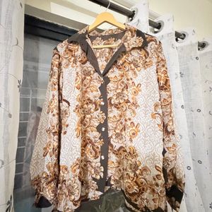Vintage Floral Print Button-Up Shirt