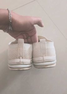 White Slip-On Knit Sneakers