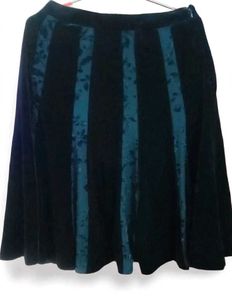 Velvet Striped Midi Skirt