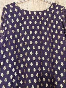 Elegant Purple Kurta with Gold Print and garara