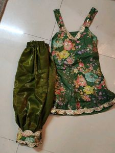 Floral Green Girls Ethnic Set