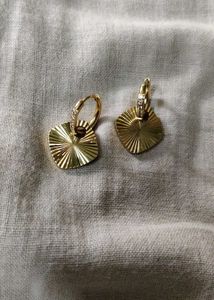 Gold Sunburst Dangle Earrings