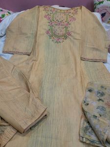 Khadi Cotton Combo With Green Rayon Suit