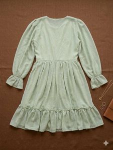 Charming Green Ruffled Midi Dress