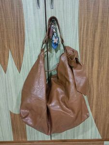 Chic Brown Faux Leather Hobo Bag
