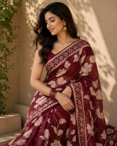 Elegant Floral Print Saree