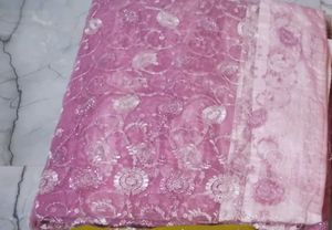 Exquisite Pink Embroidered Saree