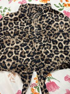 Leopard Print Tie-Front Top
