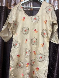 Women Tailor Made Kurta Brown With Embroidery