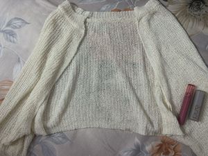 Cream Knit Cropped Sweater