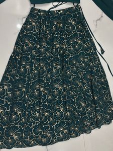 Green Floral Skirt &amp; Top Set