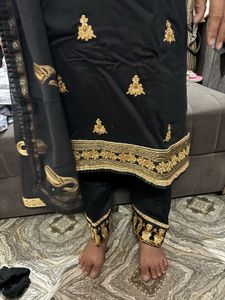 Elegant Black Kurta Set with Gold Embroidery
