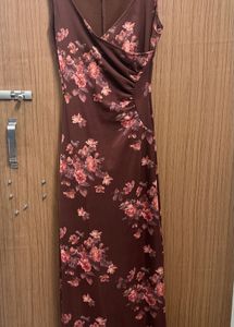 floral printed chocolate classy maxi dress
