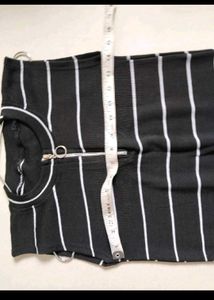 Striped Ribbed Zipper Dress