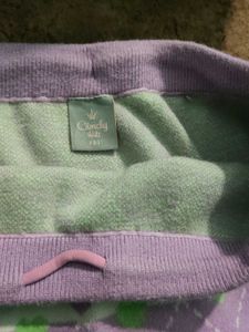 Purple &amp; Green Heart Argyle Knit Skirt