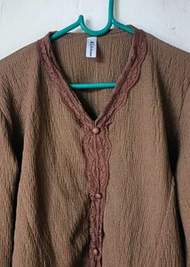 Elegant Brown Textured Blouse