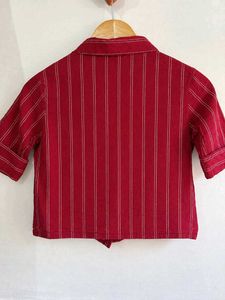 Maroon Red Striped Button up Shirt