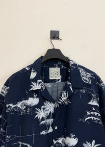 Men's Navy Hawaiian Print Shirt