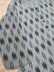 Grey Ikat Print Kurta