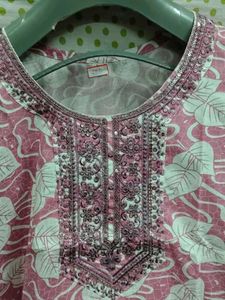Embellished Floral Print Kurta Top
