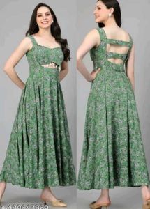 Stylish Green Printed Maxi Dress
