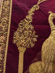 Embroidered Peacock Velvet Wall Hanging Zardozi