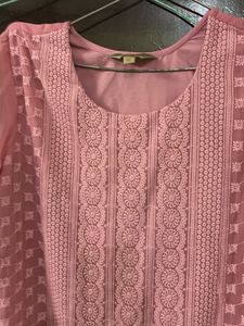Elegant Pink Chikankari Kurta with palazzos