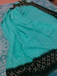 saree blue with dark green border