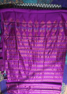 Vibrant Purple Silk Saree with Peacock Motif