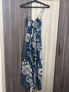 Floral printed dress slit cut