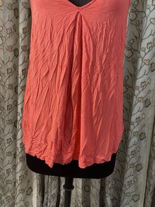 Coral V-Neck Sleeveless Top