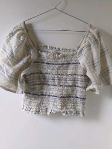 Smocked Square Neck Crop Top